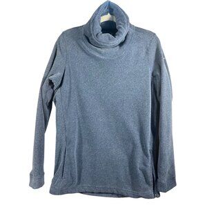 Nike Women's S Dri-Fit Pullover Sweatshirt Blue Layering Ski Roll Sleeves & Neck